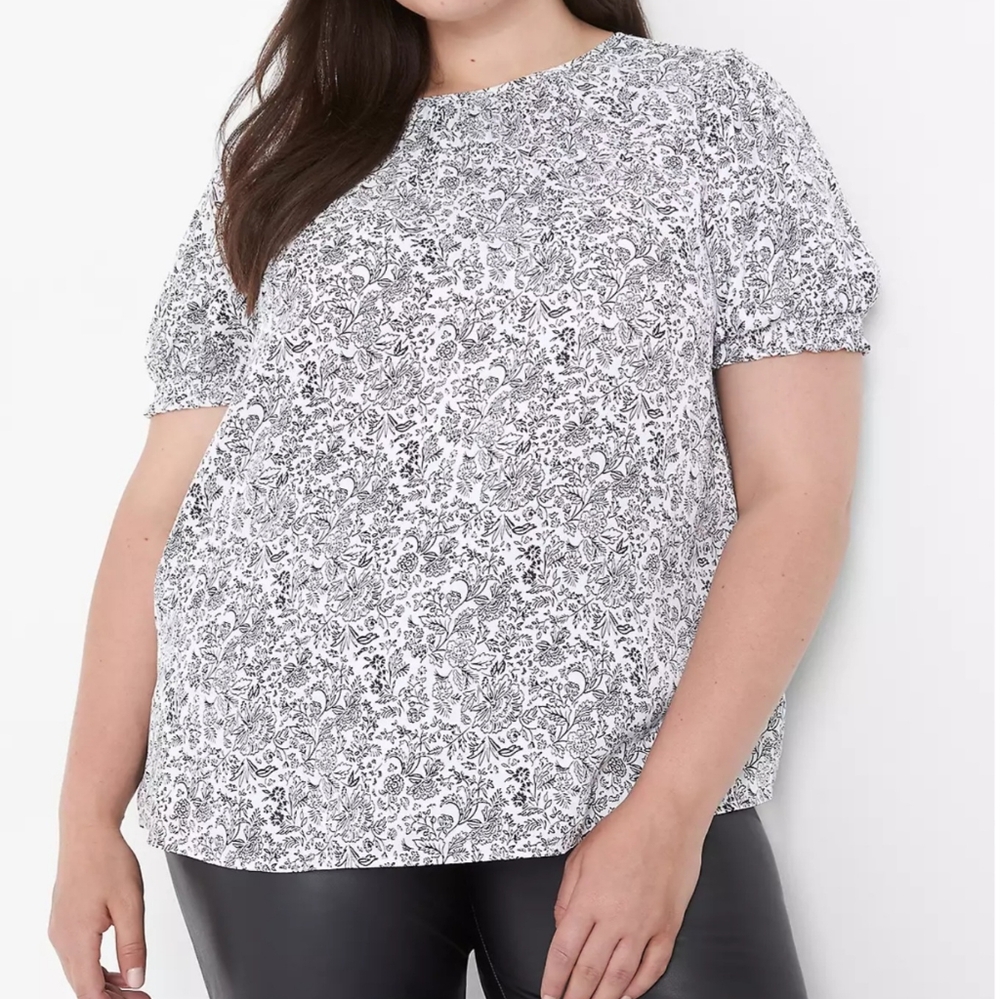 Lane Bryant Cottagecore‎ Floral Print Puff-Sleeve Crewneck Top 20